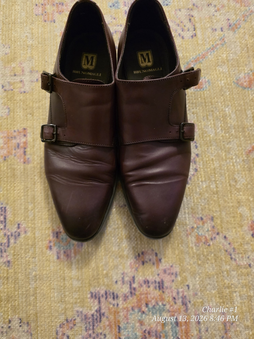 Bruno Magli oxblood leather double-monk strap Shoes